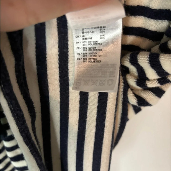 Uniqlo medium navy and white terry cloth striped dress with pockets & drawstring - Picture 3 of 6